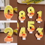 bougies anniversaire chiffre winnie ourson sequins dorés jaune orange blanc