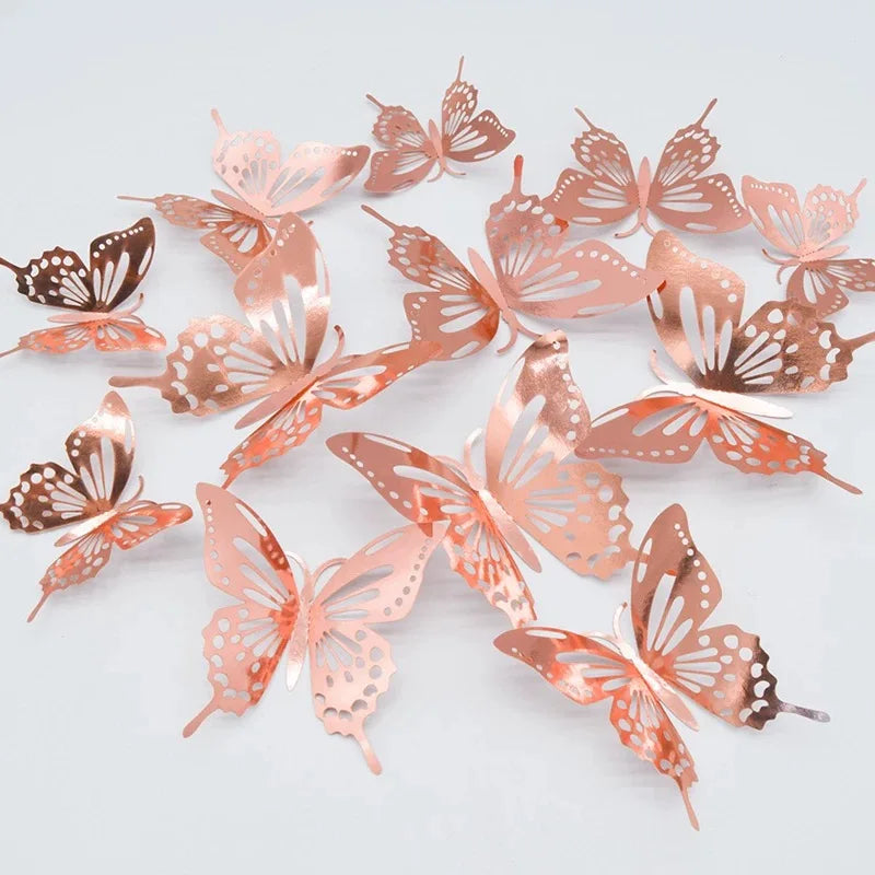 décoration gâteau papillon transparent rose doré 3d carton mariage anniversaire cupcake fête élégant