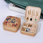 boîtes bijoux vintage zippées boho chic velours imprimé floral beige multifonctionnel porte bijoux travel