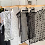 jupette dentelle gris clair motif bicyclette moderne transparent féminine ruban noué polyester