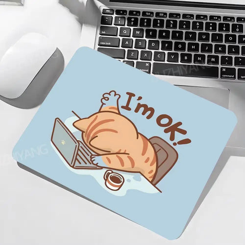 tapis souris bleu clair motif chat cartoon ordinateur gaming caoutchouc antidérapant large