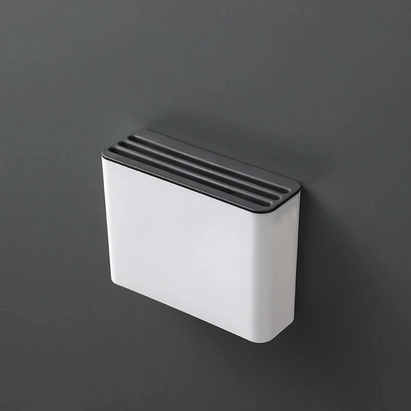 support mural blocs couteaux blancs moderne adhésif poignées bois métal minimaliste rangement cuisine