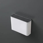 support mural blocs couteaux blancs moderne adhésif poignées bois métal minimaliste rangement cuisine