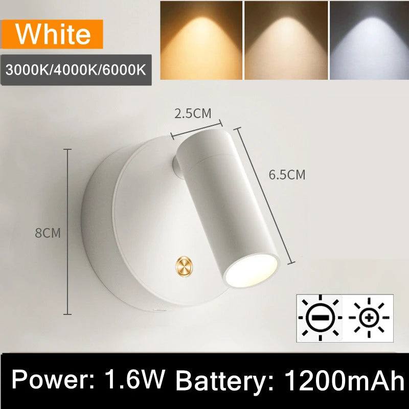 lampe murale rechargeable tactile usb moderne blanc noir télécommande aimant