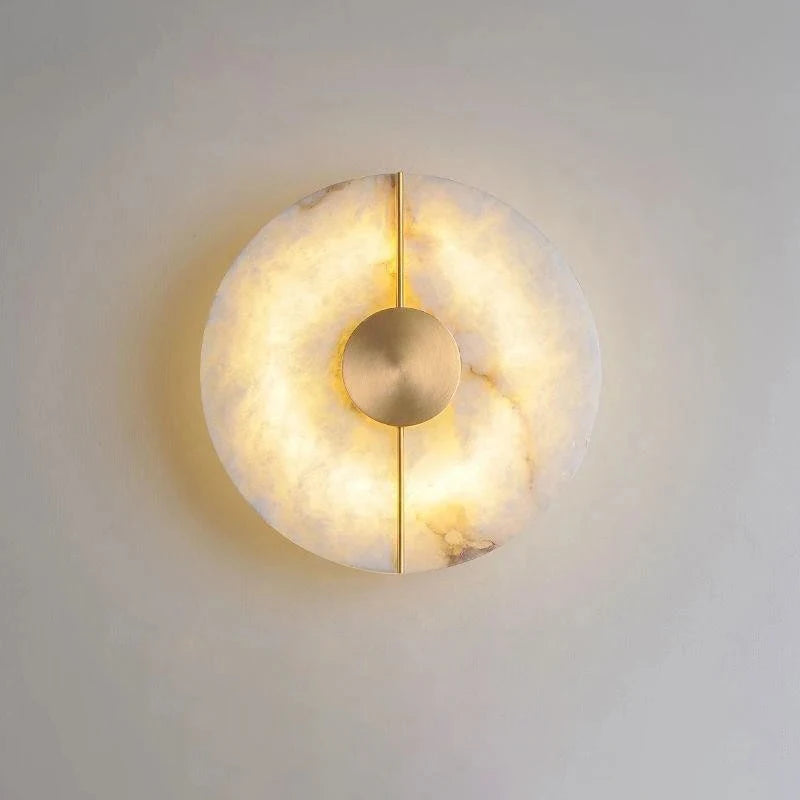 applique murale led ronde moderne marbre blanc doré éclairage salle manger fixée mur