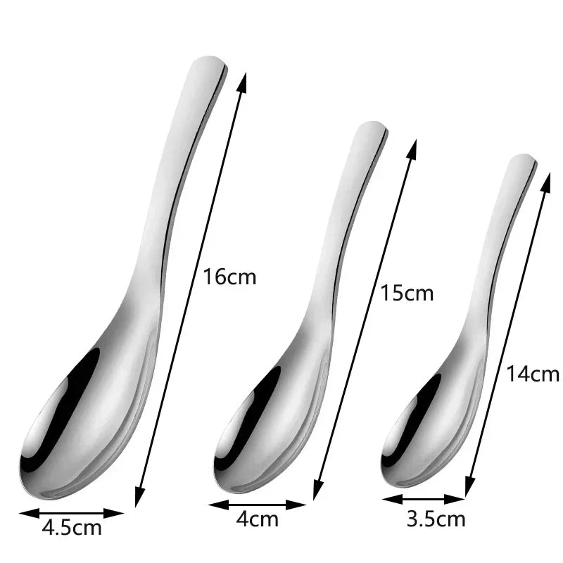 cuillères soupe cuillers inox argentées modernes 16cm 15cm 14cm lisses brillantes minimaliste