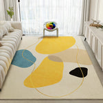 tapis géométrique moderne beige noir chambre salon simple minimaliste polyester loop pile MACHINE WASCHBAR