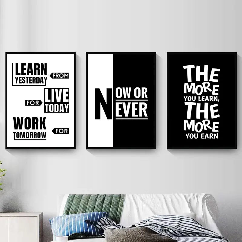 affiche toile murale texte noir blanc décoration moderne minimaliste peinture maison