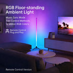 lampe sol led multicolore télécommande application mobile moderne trépied détecteur son flux lumineux rgb
