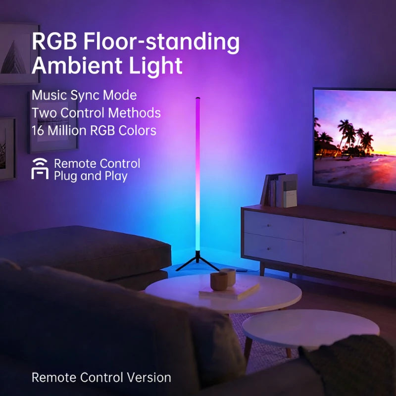 lampe sol led rgb blanc orange bleu verte moderne pied treillis détecteur son lumière