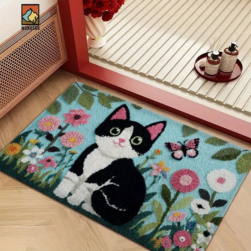 tapis antidérapant polyester moderne entrée salle bain dessin animé chien pull carreaux