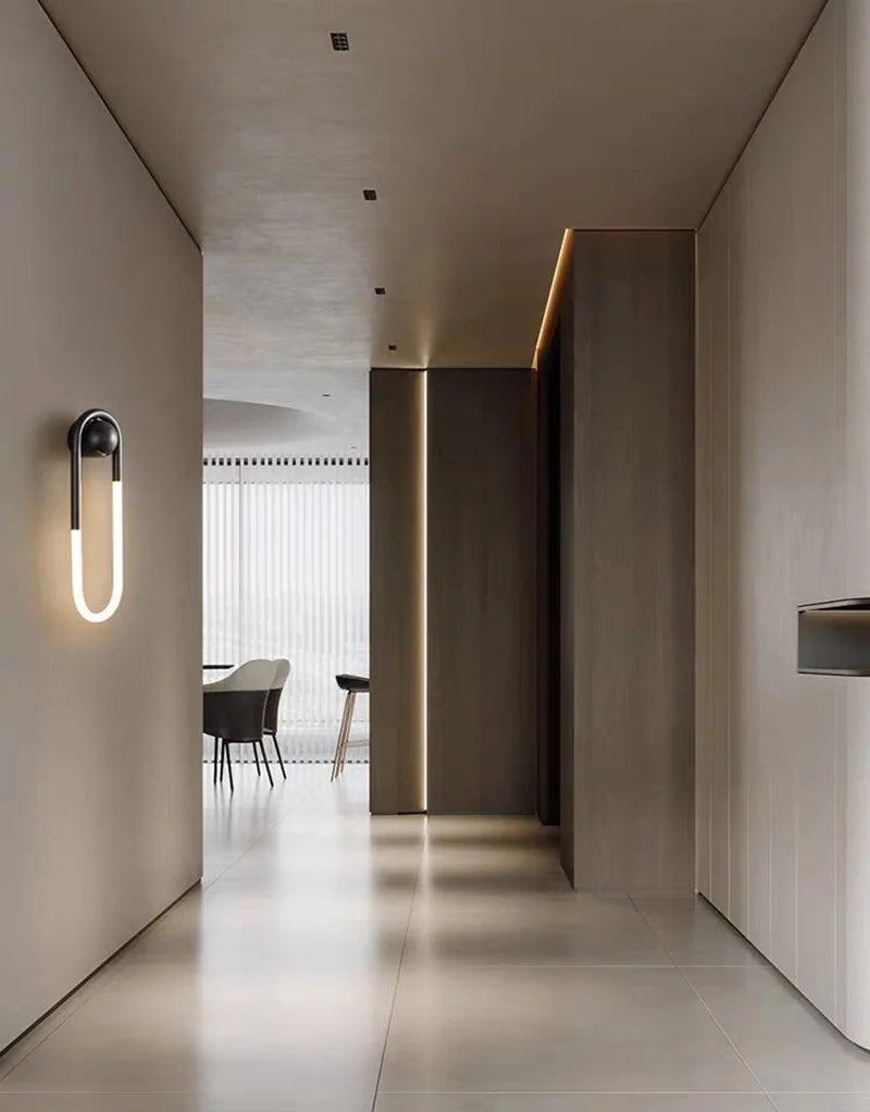 applique murale moderne minimaliste noir doré lumière blanche led fixée mur deux tubes incurvés