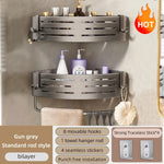étagère salle bain aluminium double sans perçage moderne adhésif étagères crochets argenté