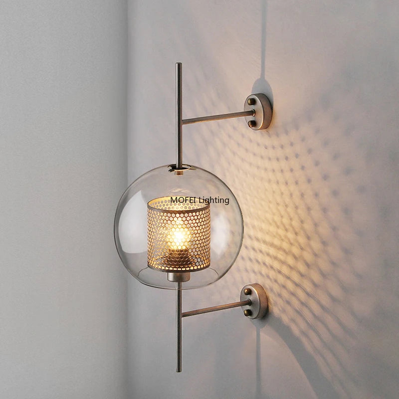 lampe murale moderne or transparent perforée chambre coucher led 4500k 2000lm