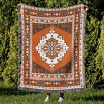 tapis boho chic couverture plaid portable géométrique floral aztèque printemps automne jaune marron bleuclair