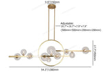 suspension lumineuse moderne or boules verre transparentes têtes G9 led chambre cuisine