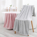 serviettes bain microfibre coton biologique rayées modernes douces rose clair gris clair lavage main