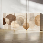 tableau abstrait moderne beige marron gris cercles concentriques lignes parallèles sans cadre impression toile