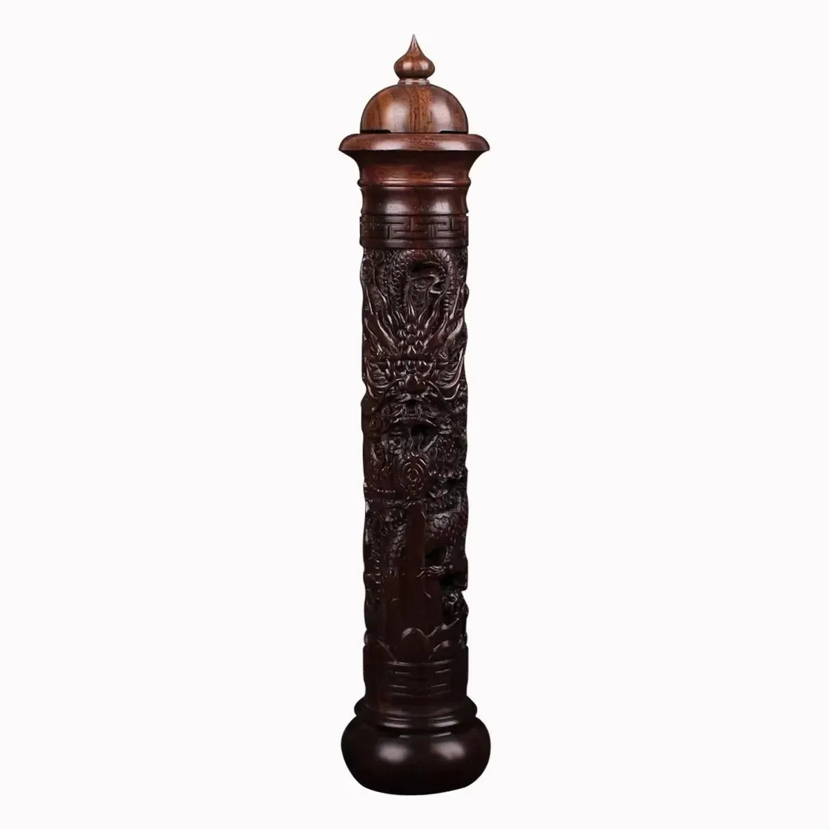 bougie d'encens artisanale sculptée motifs floraux marron clair support encens traditionnel