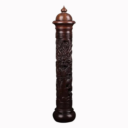bougie d'encens artisanale sculptée motifs floraux marron clair support encens traditionnel