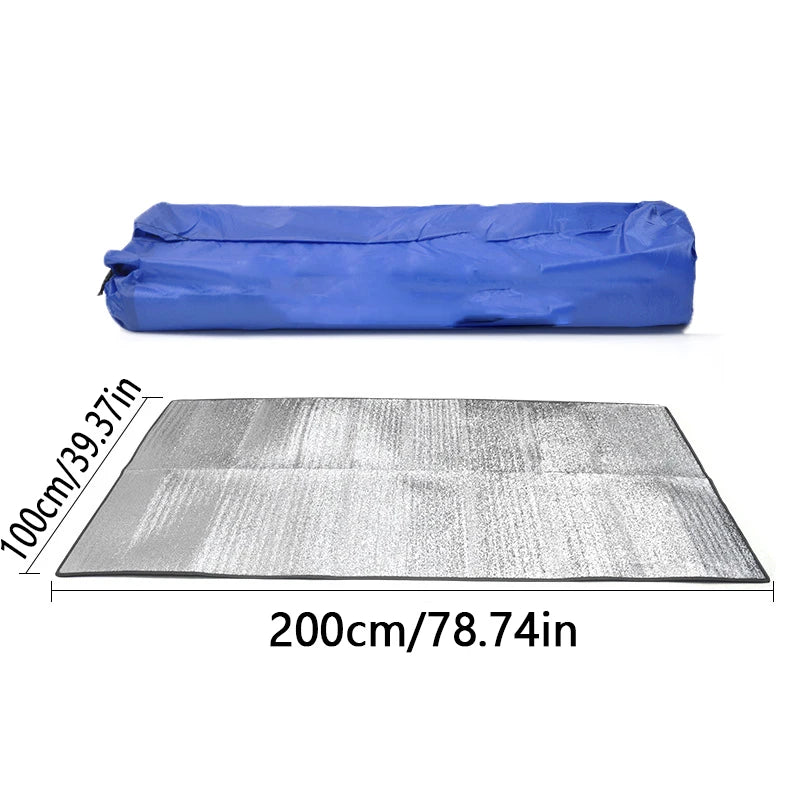 tapis sol bleu gris rayures horizontales moderne pique nique barbecue extérieur double face résistant