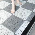 tapis sol antidérapant cailloux gris blanc moderne 30cm 30cm clips geometrique