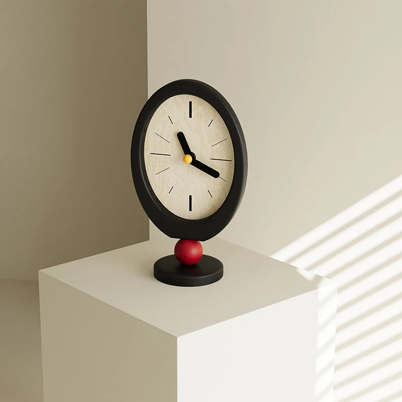 horloge table ovale couleur noire blanche rouge minimaliste cadran simple aiguille pointeur moderneDecorationIntérieur