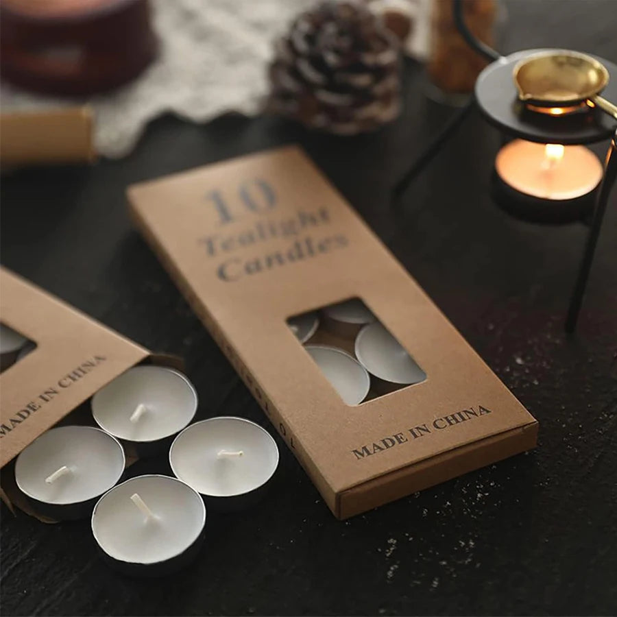 bougies tealight blanc simples boîte decoration maison minimaliste paraffine 10 unidades