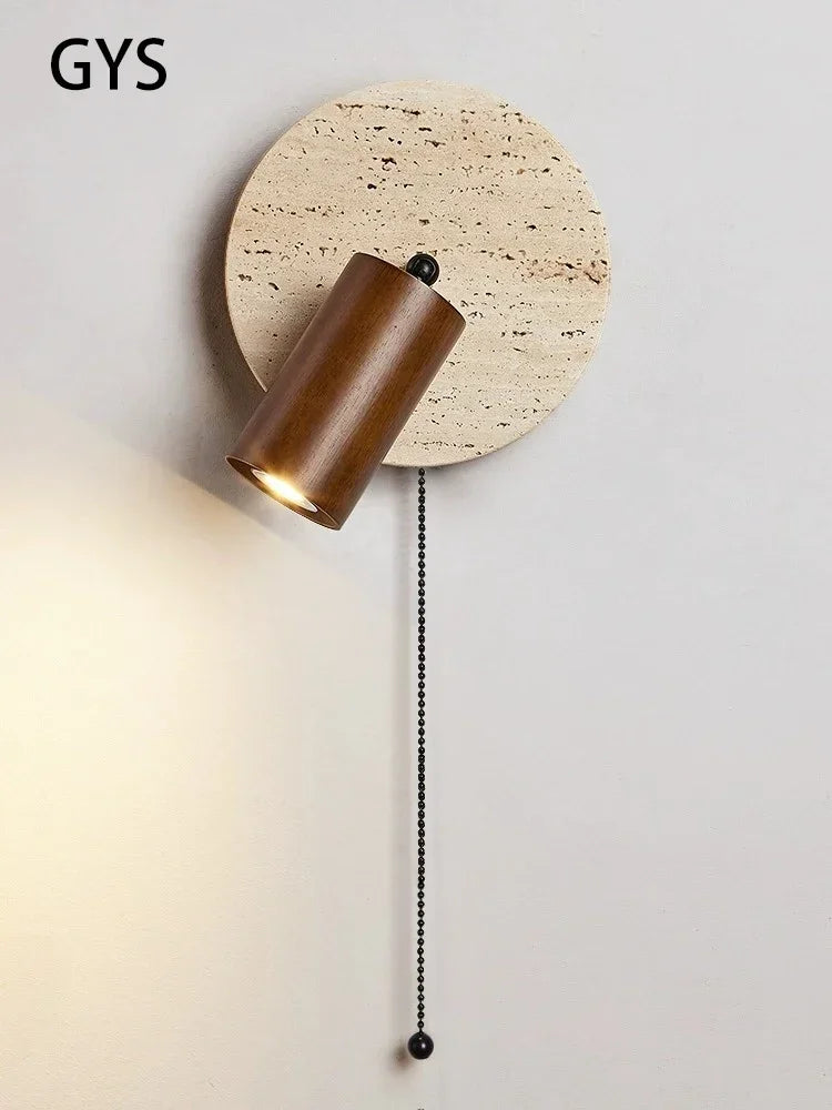 lampe murale moderne led bois beige clair marron foncé fixée mur abatjour opaque