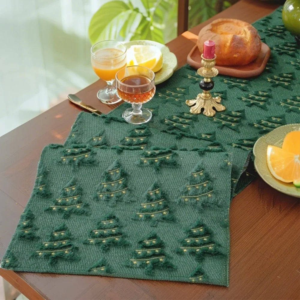 changement chemin table noël arbres étoiles dorées vert festif décoration maison festive opalescent longueur