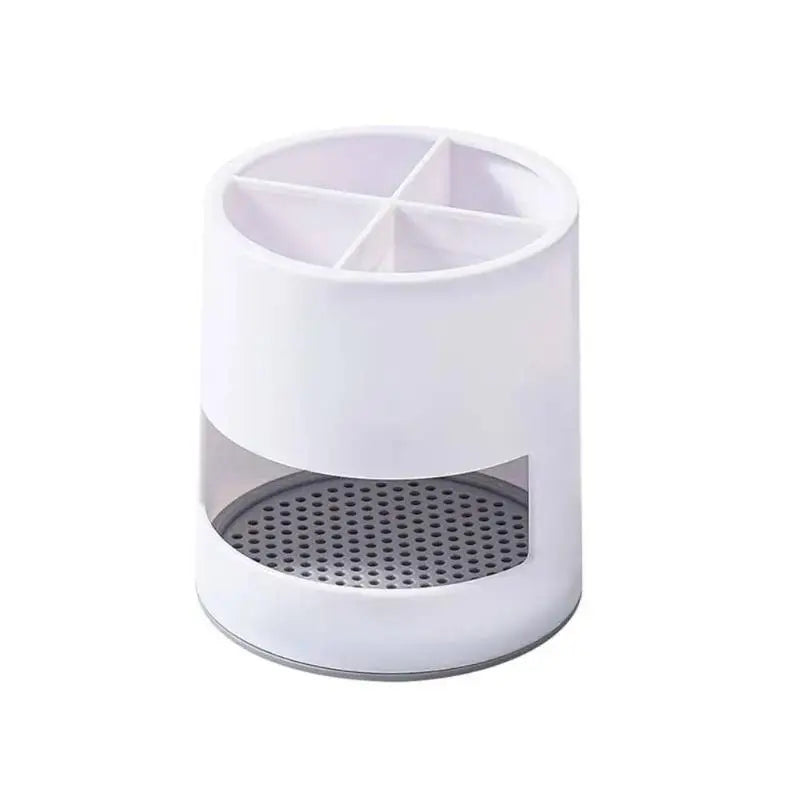 rangements cylindrique compartiments moderne stylos ciseaux maquillage baguettes fourchette transparent partial minimaliste blanc vert