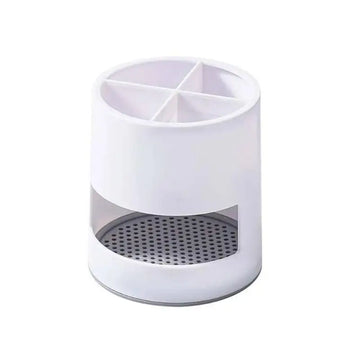 rangements cylindrique compartiments moderne stylos ciseaux maquillage baguettes fourchette transparent partial minimaliste blanc vert
