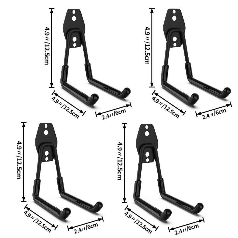 crochet mural acier noir support rangement outils garage vélo escabeau fixation vis