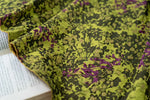 tissu bohème floral vert noir violet polyester texturé motifs végétaux robe jupe sac main