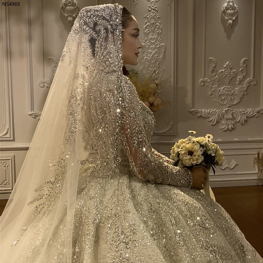 voile mariée blanc translucide broderie fine strass luxueux élégantivoire đơn