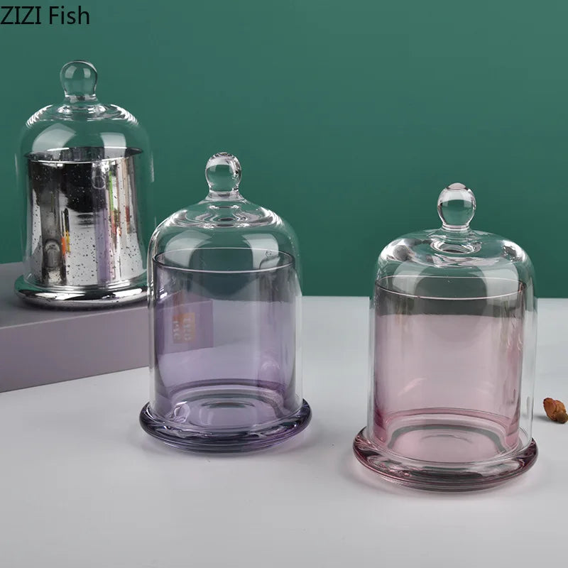 cloches verre moderne argenté violet rose vert transparentes