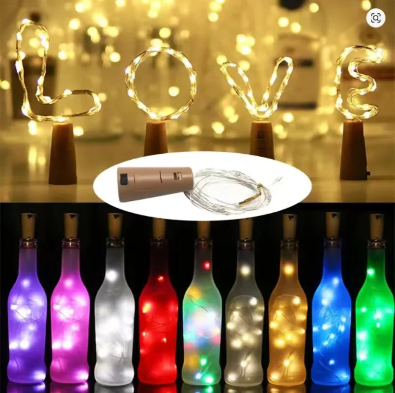 guirlande lumineuse led bouteille vin coeur blanc chaud decoration noel mariage fete interieur