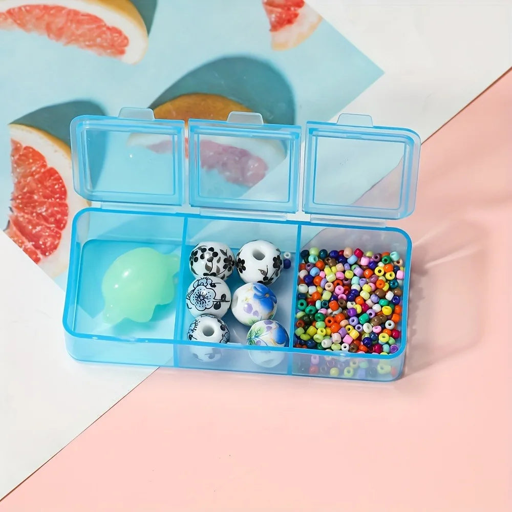 boîte bijoux transparente bleue rose pratique compartiments motifs floraux clips