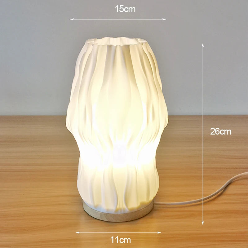 lampe table moderne blanc rayures verticales opacité base plate câble électrique chambre étude