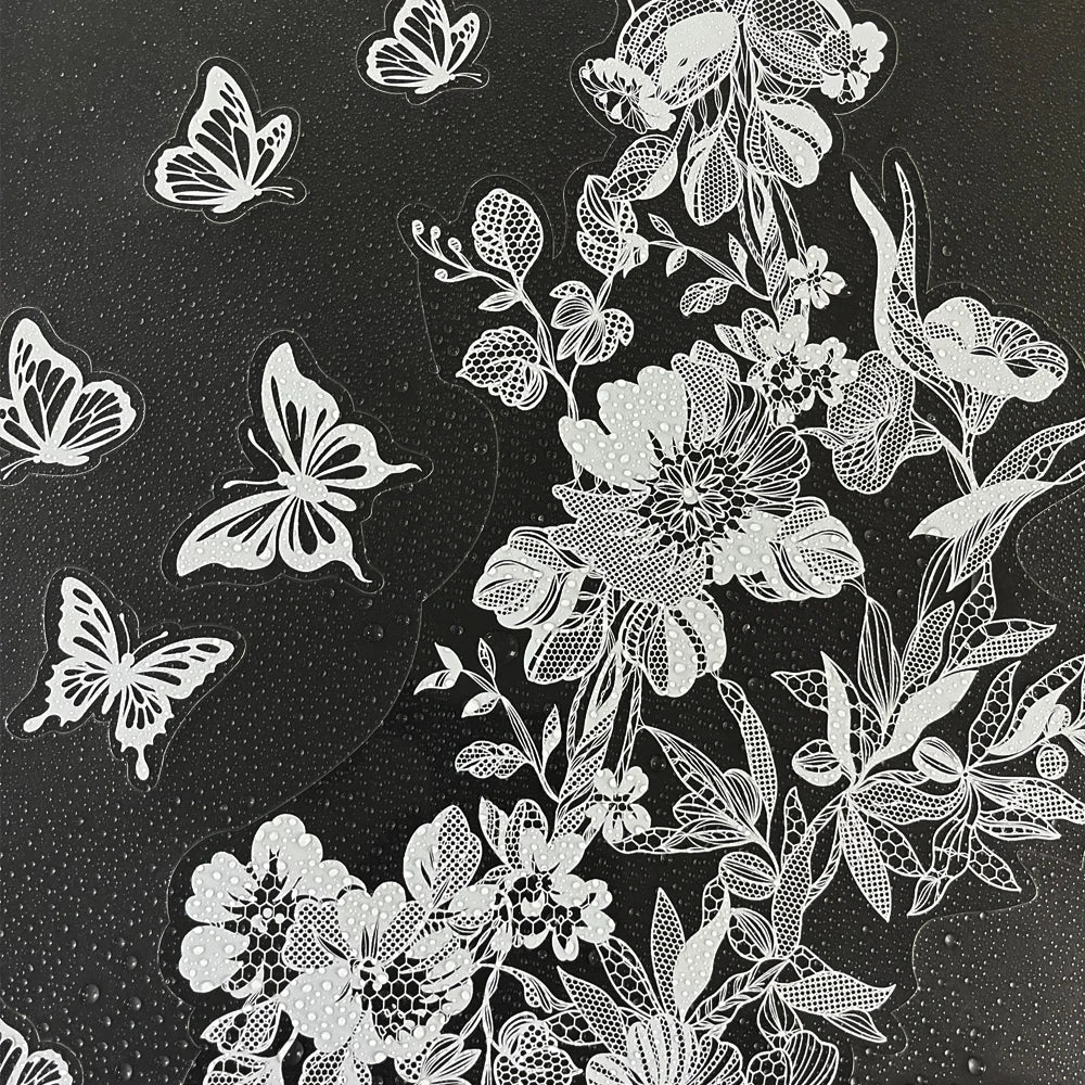 sticker mural fleurs blancs papillons art floral adhésif statique réutilisable décoration intérieure facile poser