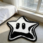tapis antidérapant polyester moderne étoile blanc noir chambre salon intérieur