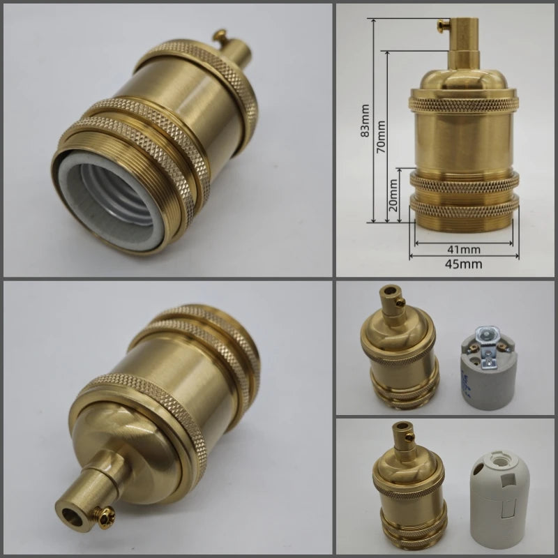 socquettes ampoule dorées douille blanche vintage base laiton fixations classiques ul sécurité echangement facile