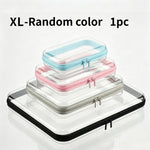 boîtes rangement transparentes réutilisables fermeture glissière couleurs rose violet bleu clair moderne pratique diverse