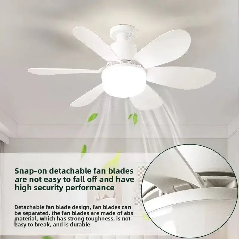 ventilateur lumière e27 blanc moderne minimaliste télécommande led silencieux chambre cuisine