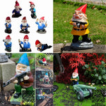 statuette lutin humoristique résine verte bleue rouge ornement extérieur jardin maison cadeaux