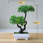 plante artificielle bonsaï miniature pot blanc décoration intérieur jardin maison vert