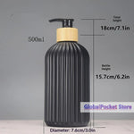 flacon savon liquide noir blanc vert rayures moderne élégant pompe pression bouchons bois 500ml