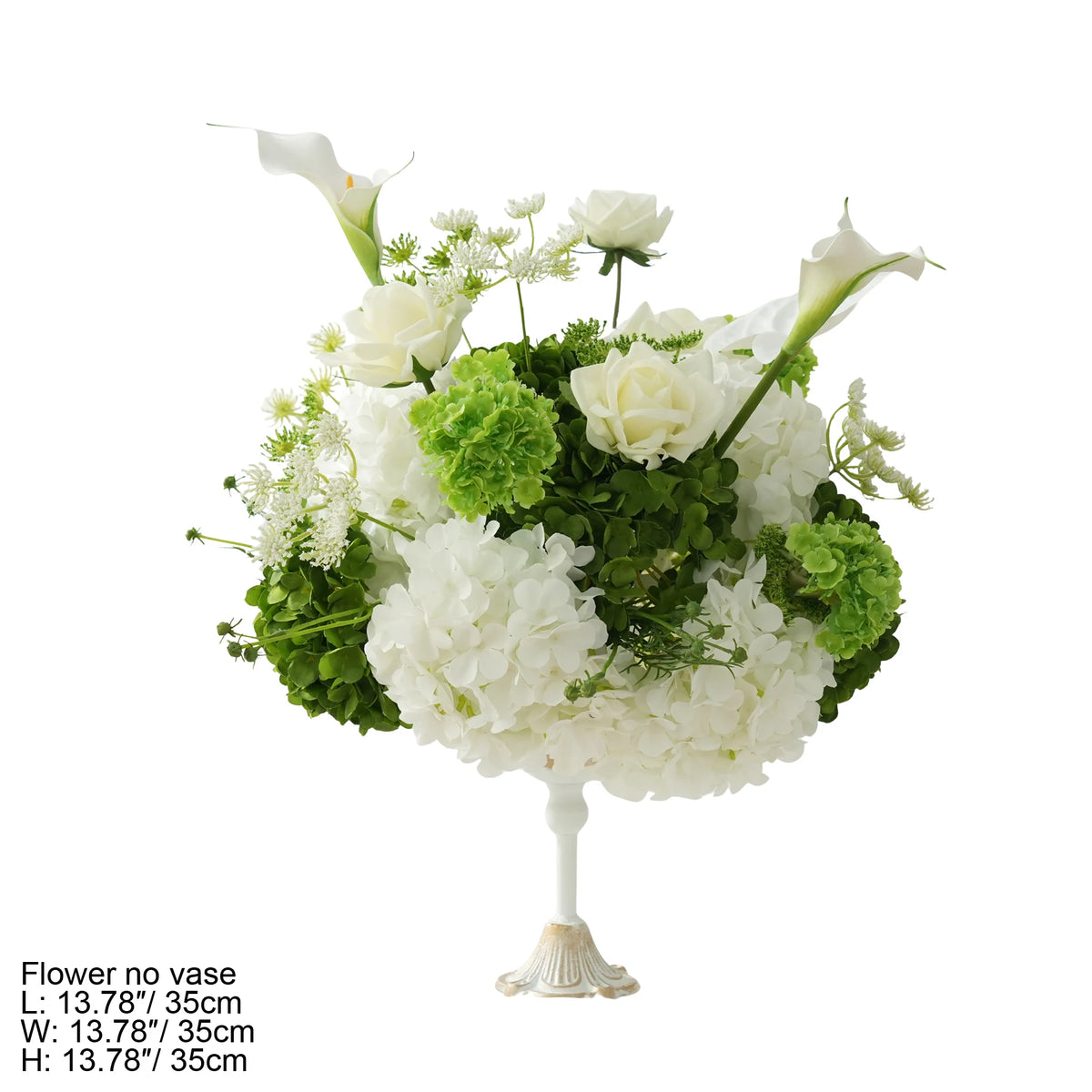 bouquet fleurs artificielles hydrangeas roses blanc vert decoration maison event anniversaire mariage