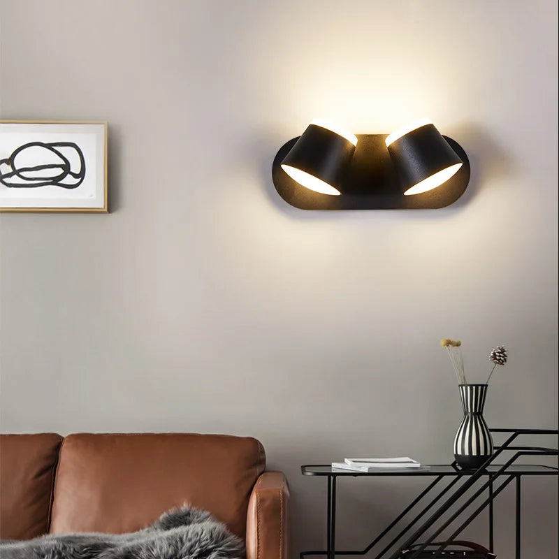 Lampes murales modernes LED 8W 16W 24W blanc noir minimaliste fixées mur
