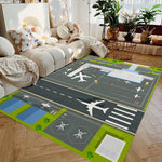 tapis moderne aéroport pistes avions vert gris blanc chambre salon extérieur